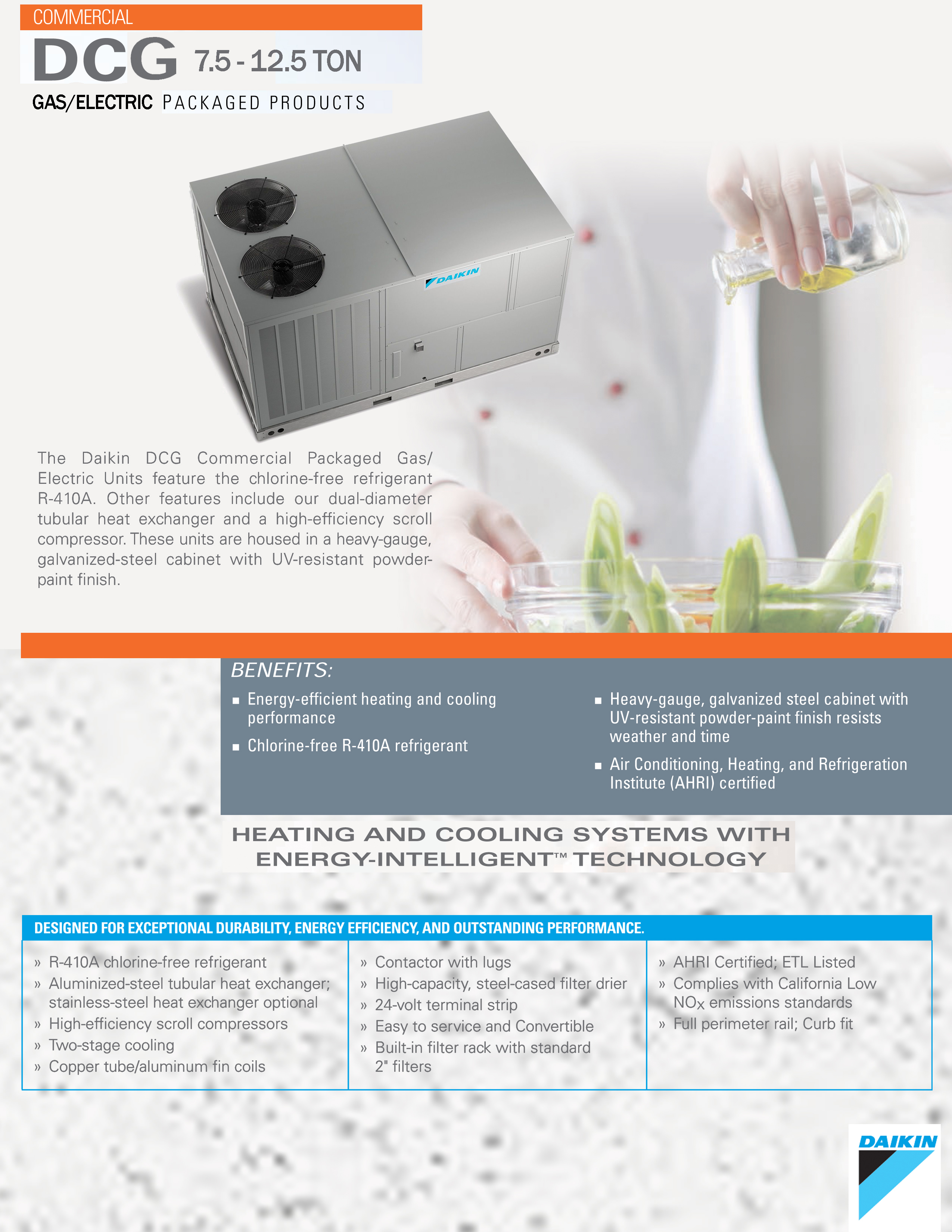 12.5 Ton Daikin Two Speed Gas Package Unit 210K BTU 208/230V Three Phase, DCG1502103VXXX (9917)(T)